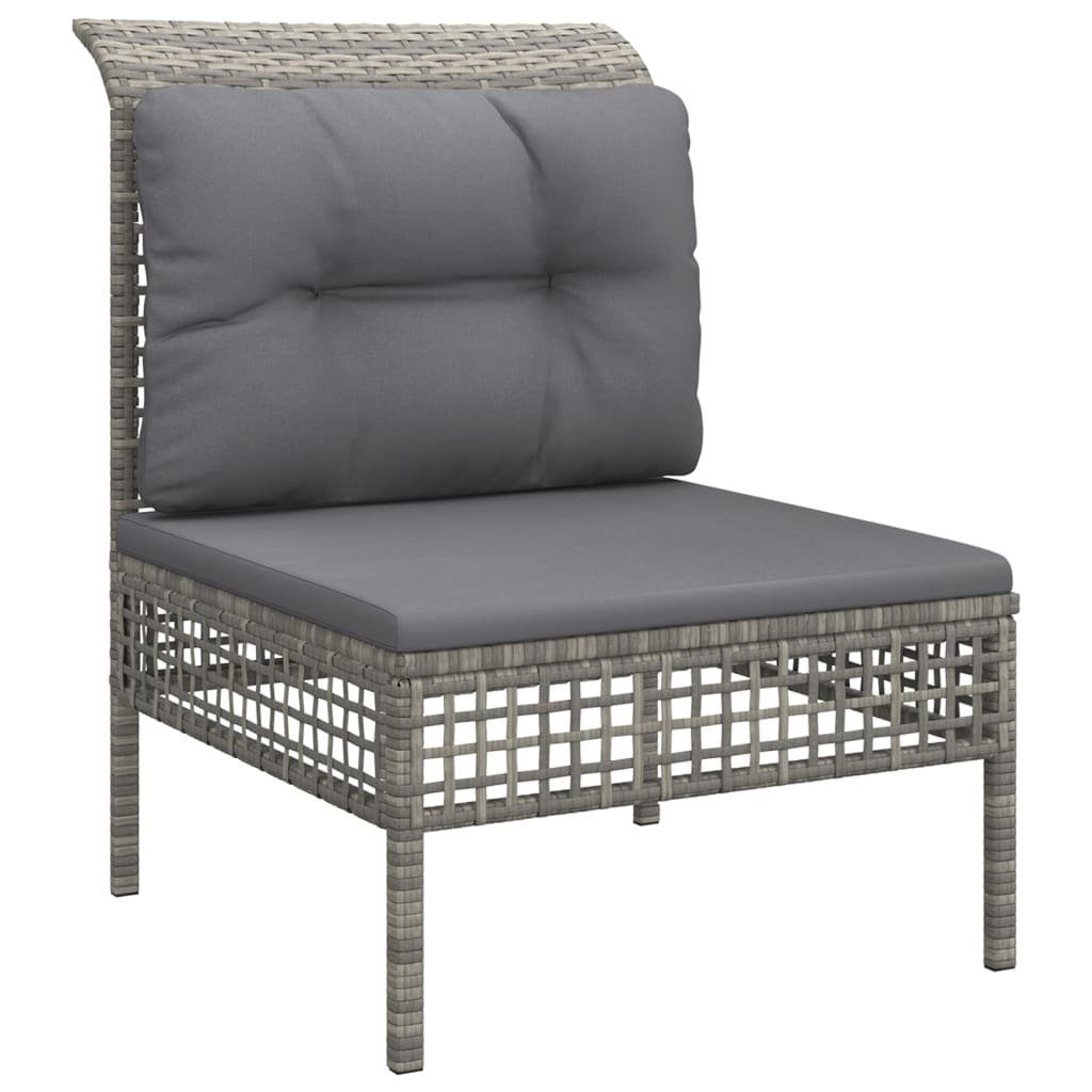 vidaXL Gartenlounge-Set 3-tlg. Garten-Lounge-Set mit Kissen Grau Poly Rattan, (1-tlg)
