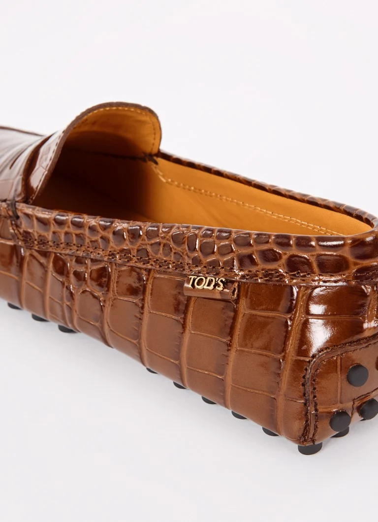 Mocasini Tod's Gommino din piele cu textură de crocodil