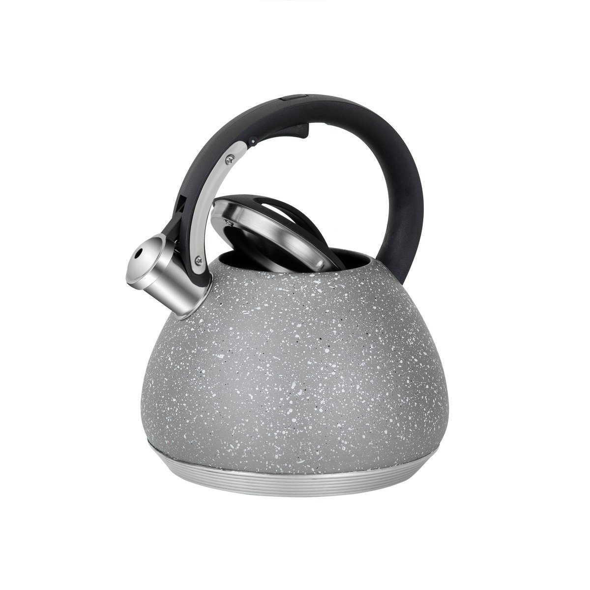 RESTO Kitchenware Wasserkessel LYRA, Cromargan® Edelstahl Rostfrei 18/10 (1-tlg), Pfeifenkessel, mit Marmor-Oberflächenbeschichtung, und mehrschichtigem Kapselboden