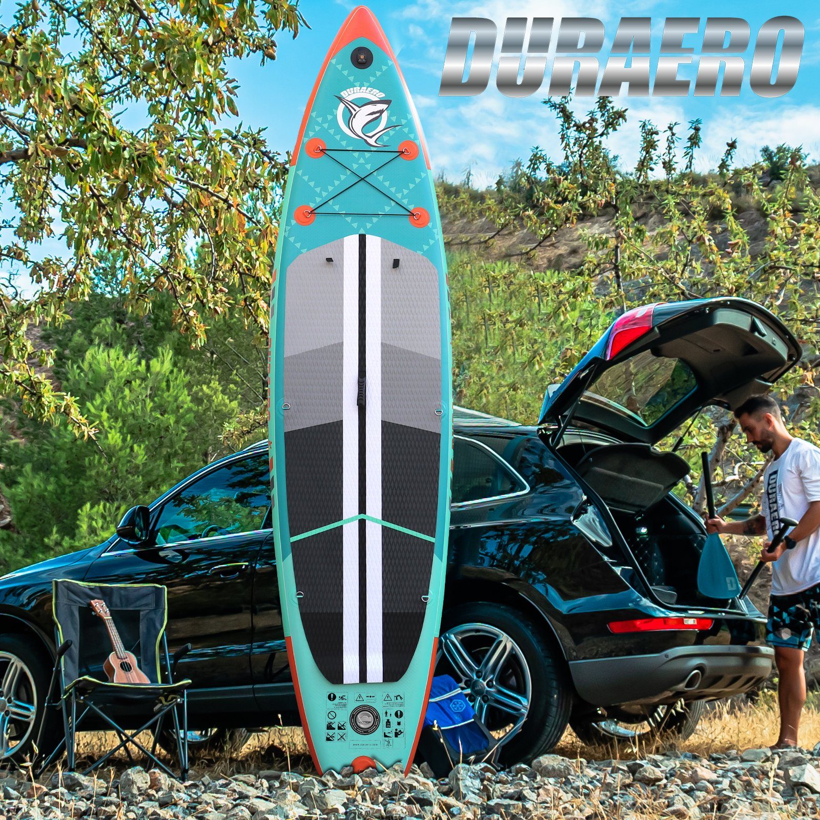 DURAERO Inflatable SUP-Board Stand up Paddling Board, Action-Cam Halterung, 330x76x15cm, bis 150kg