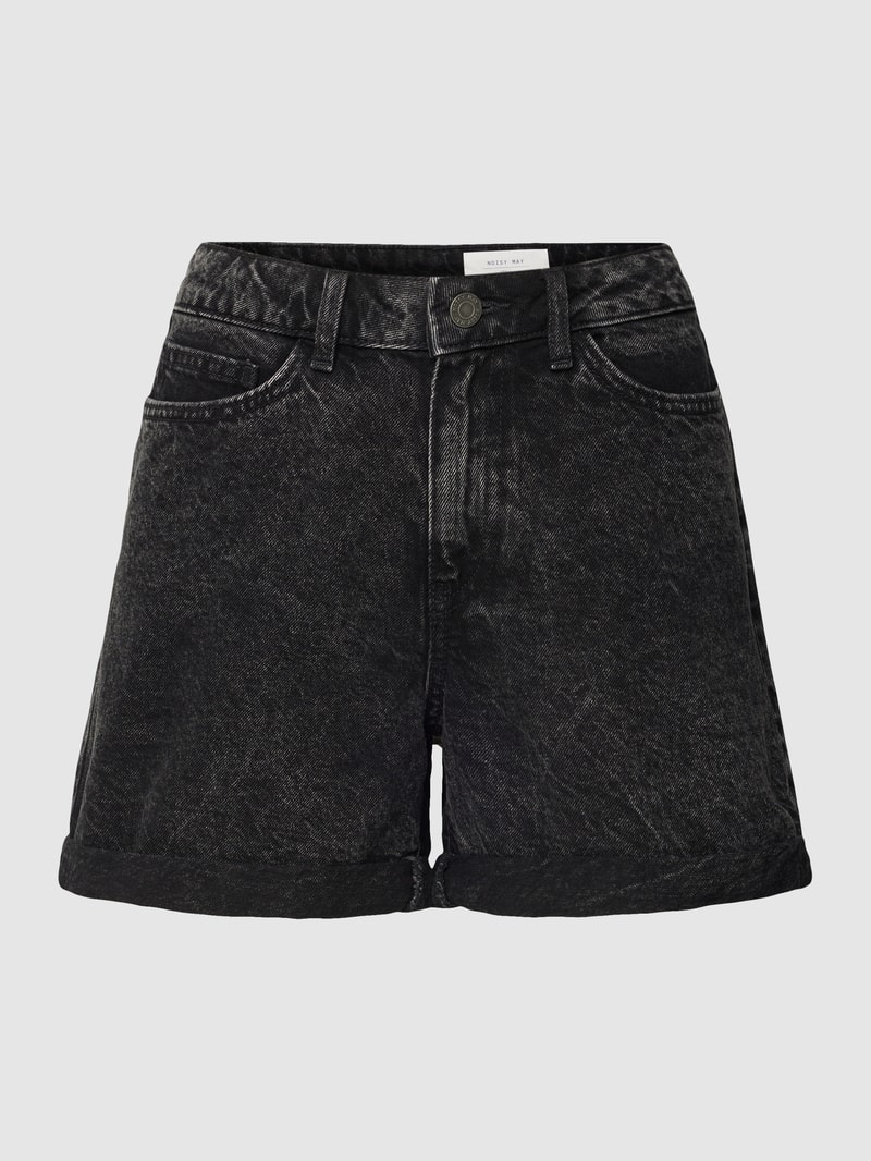 Jeansshorts mit fixierten Beinumschlägen Modell 'SMILEY' in anthrazit