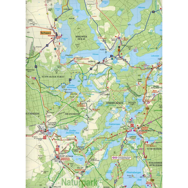 Kyritz-Ruppiner Heide, Wittstock/Dosse, Mirow, Rheinsberg und Umgebung - Fahrradkarte
