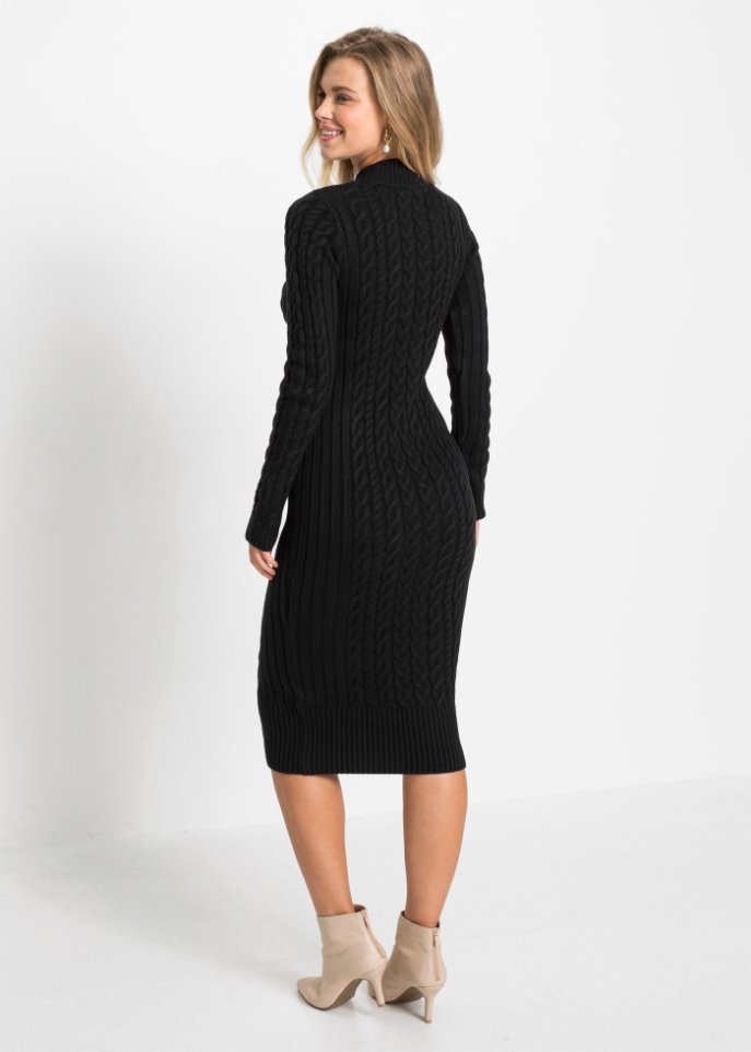 Strickkleid mit Zopfmuster