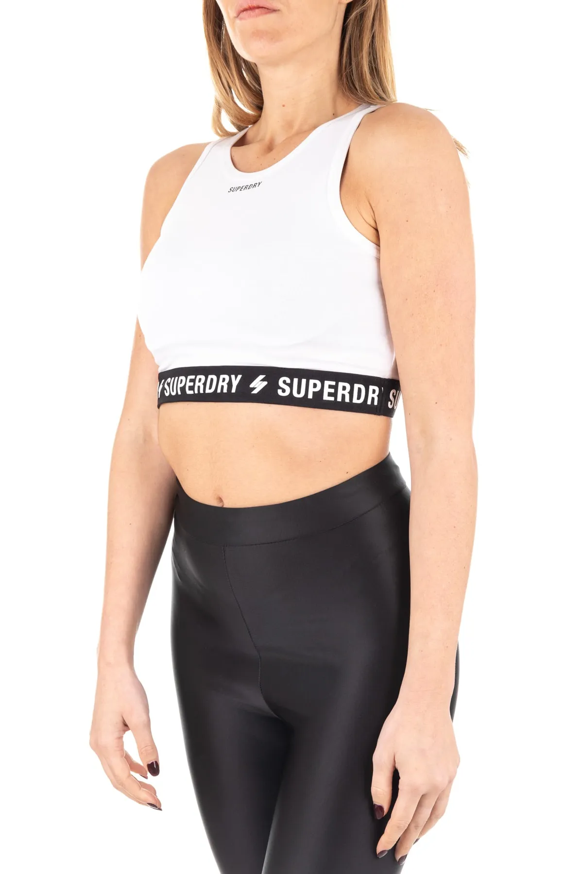 SUPERDRY  Sport-BH - Weiß - Slogan