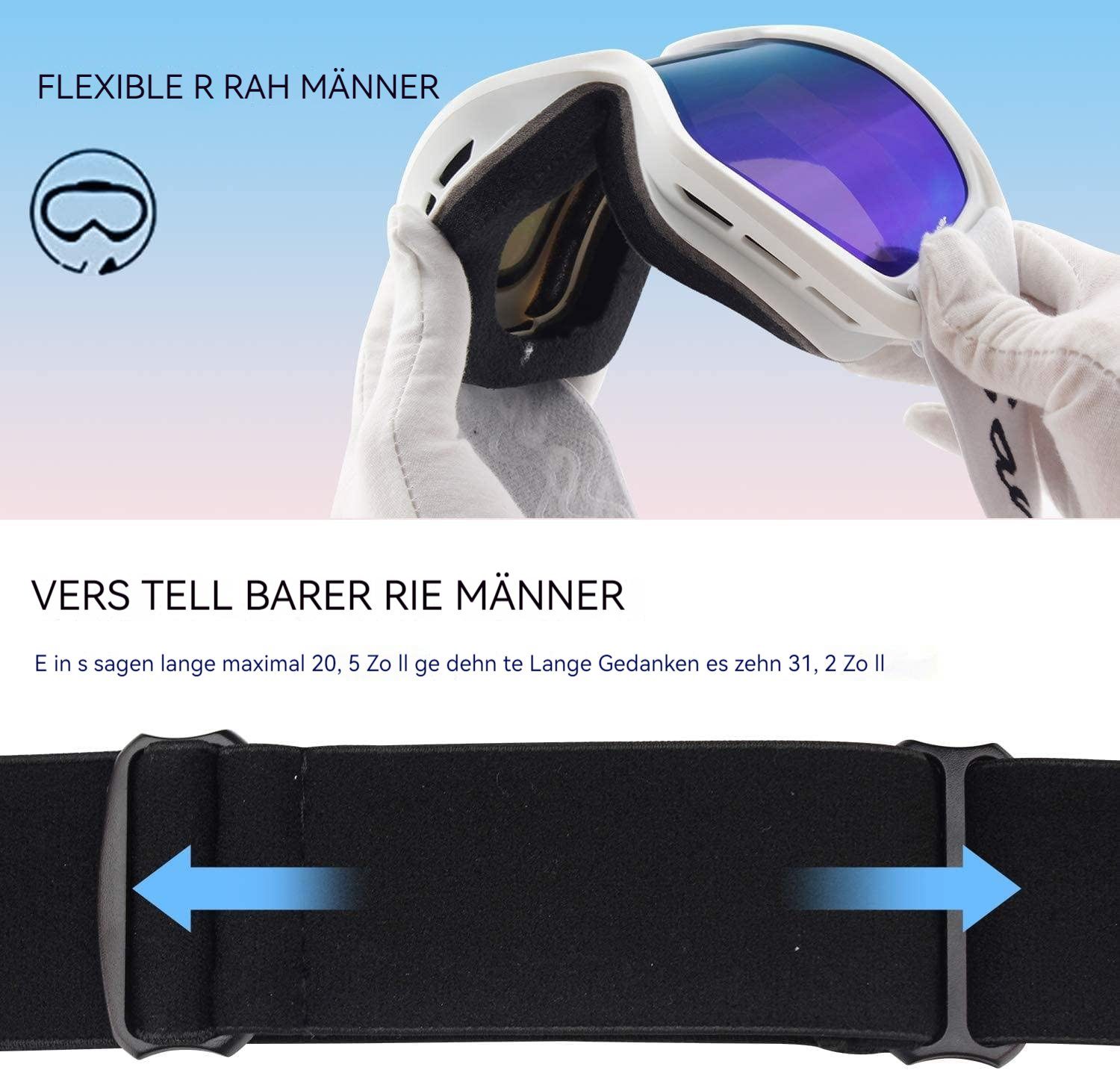 Einemgeld Skibrille Skibrille Herren Damen, UV-Schutz Anti Fog, für Skifahren, Skaten