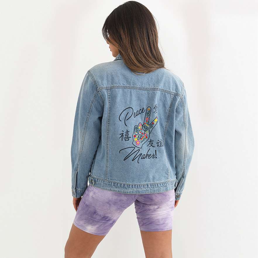 BRAVE SOUL Pearson Slogan Damen Jeansjacke LJK-PEARSON