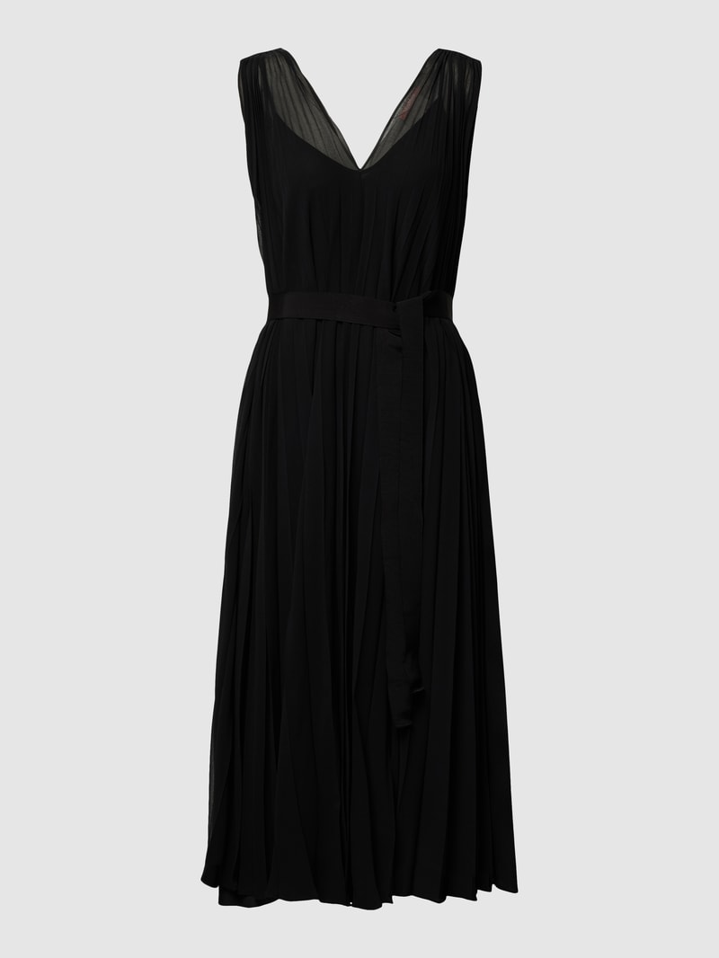Maxikleid mit V-Ausschnitt Modell 'EDITA' in schwarz