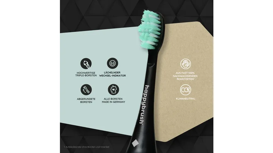 happybrush Aufsteckbürsten V3+ blackmint