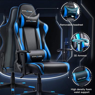 GTPLAYER Gaming-Stuhl Gaming Stuhl Bürostuhl Ergonomisch, Lendenkissen verstellbar (Zockerstuhl, Zocker, Sessel Gaming, 150kg Belastbar, 1 St), Pc Sessel, Computerstuhl, Computer Stuhl, Zockersessel