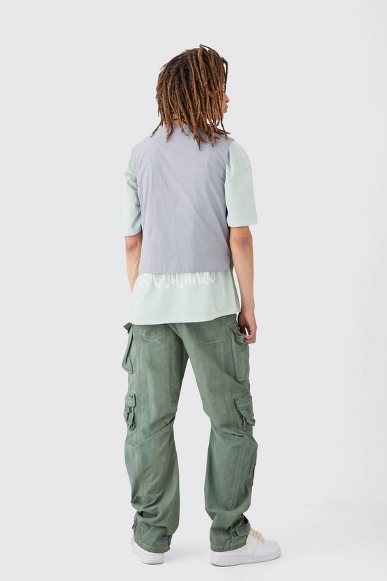 Kastige Nylon-Weste in Knitteroptik