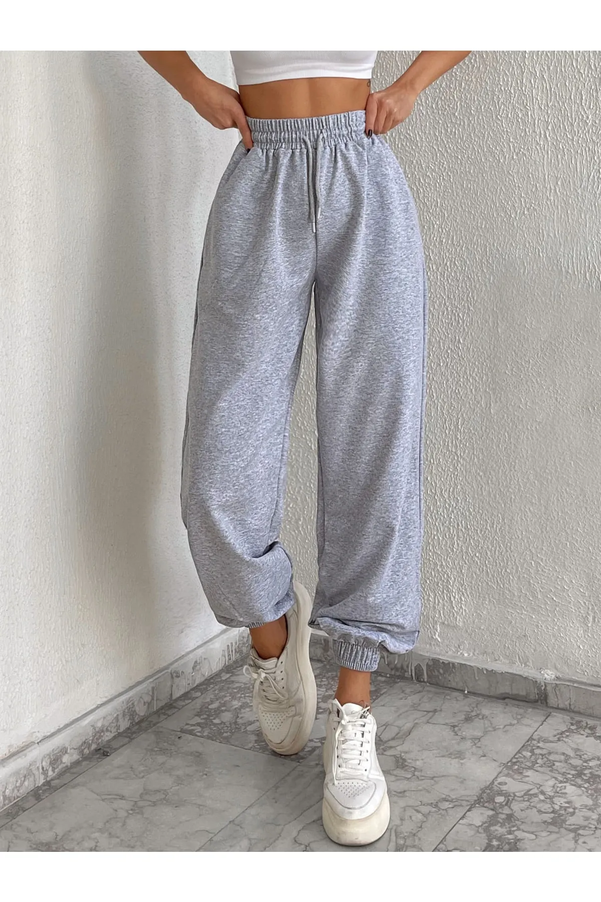 armonika  Graue Damen-Jogginghose mit Taschen, elastischem Bund und Beinen, Arm-22Y024062