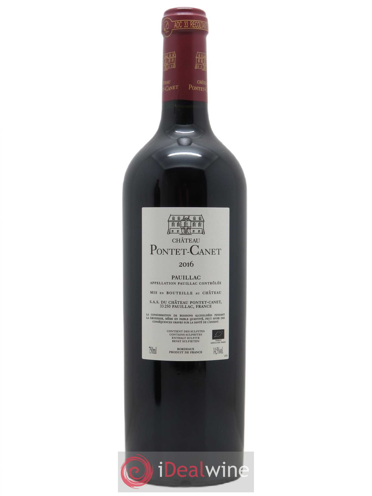 Château Pontet Canet 5ème Grand Cru Classé (CBO à partir 12 bts) 2016 - Lot de 1 Bouteille