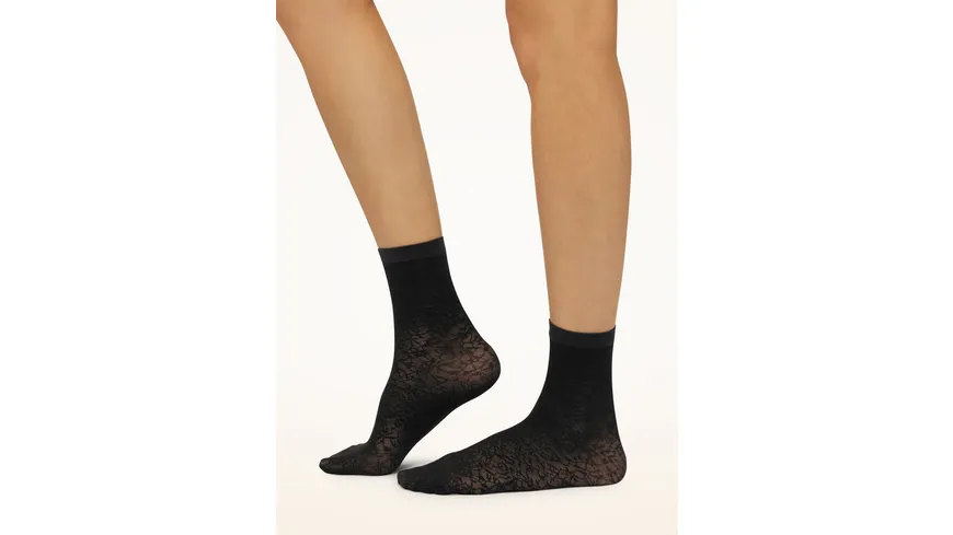 Wolford Damen Söckchen Floral Jacquard 40 DEN black