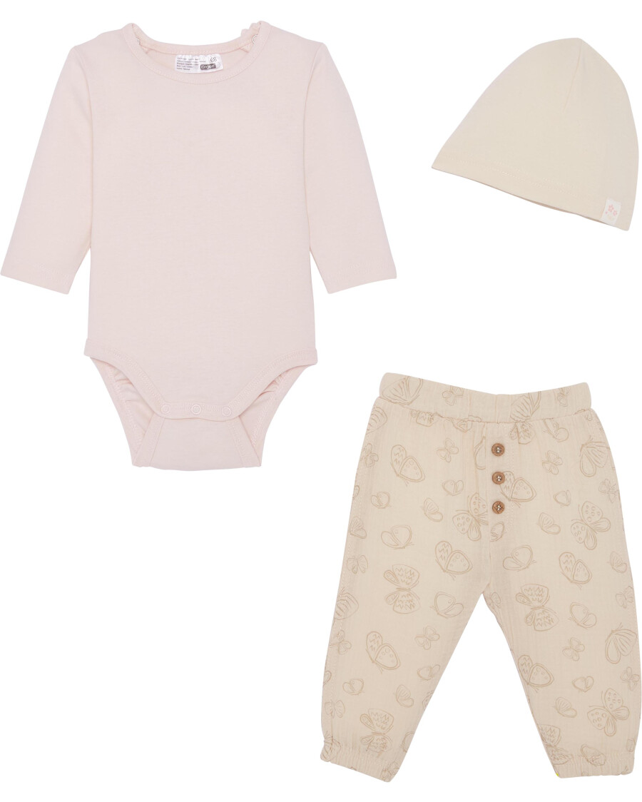 Newborn Mütze + Body + Musselinhose