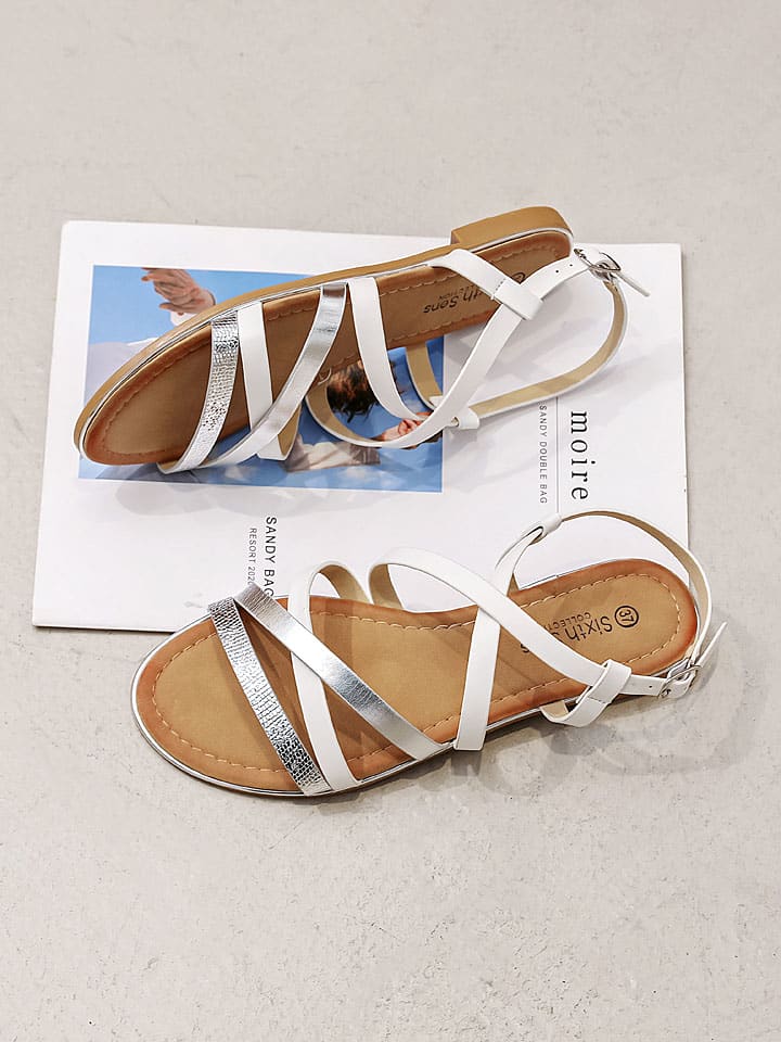 Sixth Sens Sandalen in Weiß/ Silber günstig kaufen