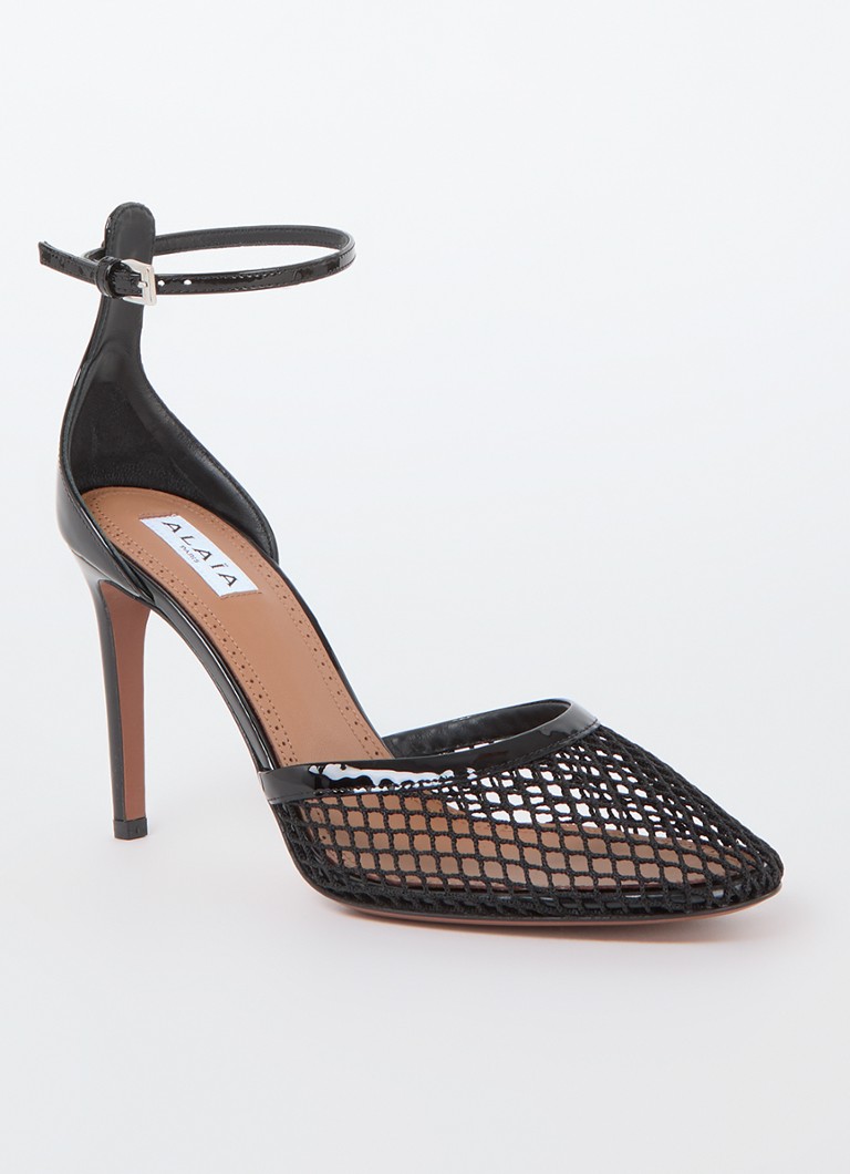 Pantofi cu toc tricotat Alaïa și detalii din piele de vițel