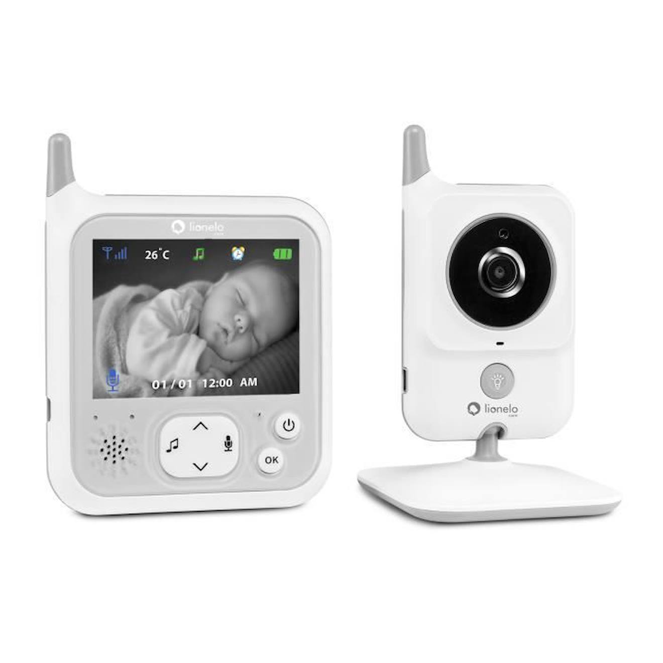 LIONELO Babyphone vidéo Babyline 7.1 caméra micro musique et veilleuse blanc