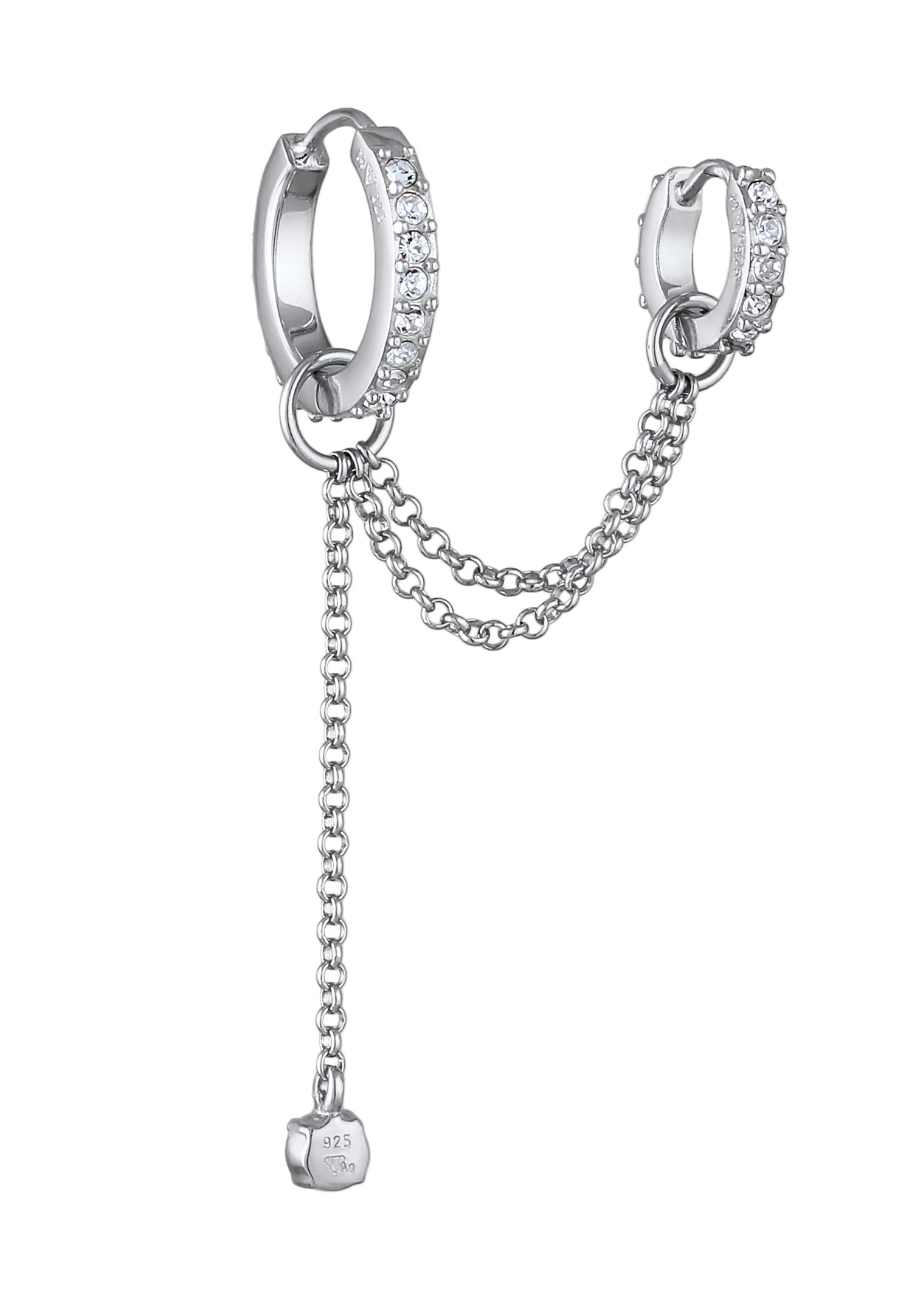 Pendientes criollos Elli Elli con piedra, cadena para mujer, cristales de vidrio blanco, plata de ley 925, ideales para fiestas o Año Nuevo.