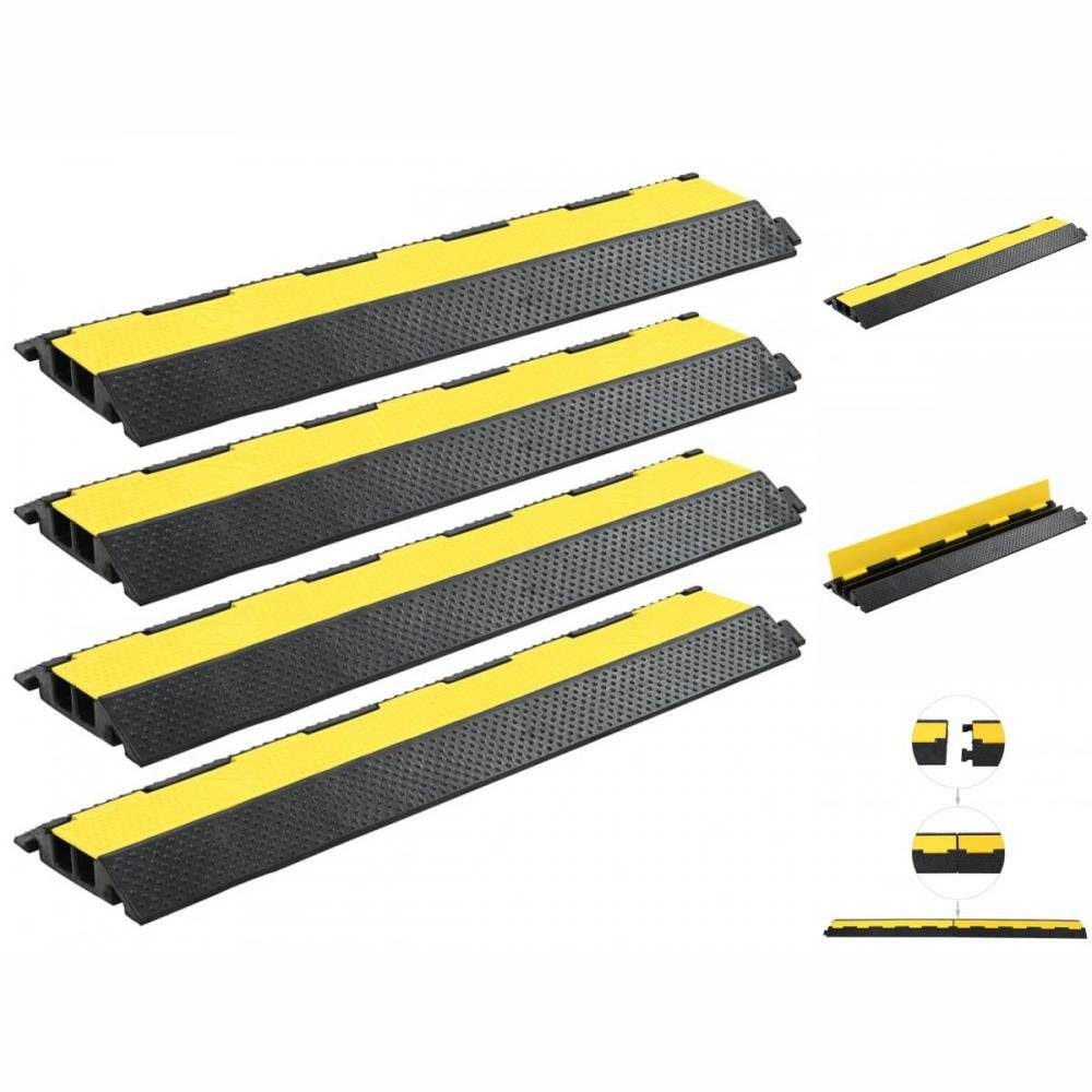 vidaXL Parkschwelle Kabelbrücken Überfahrschutz 4 Stk 2 Kanäle Gummi 101,5 cm