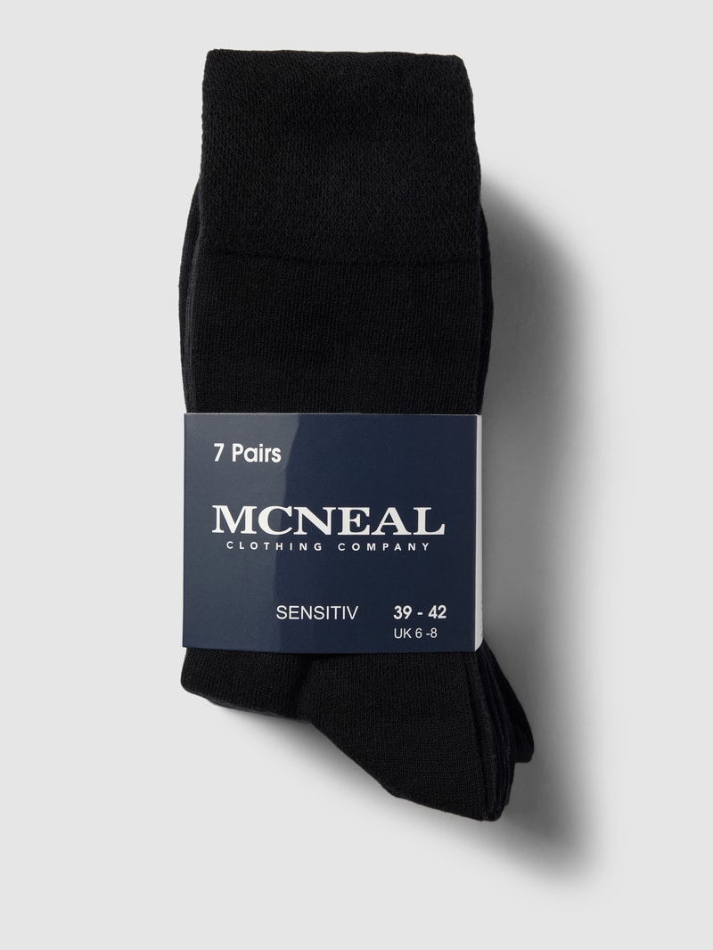 Socken mit Label-Stitching im 7er-Pack Modell 'Sensitiv' in schwarz