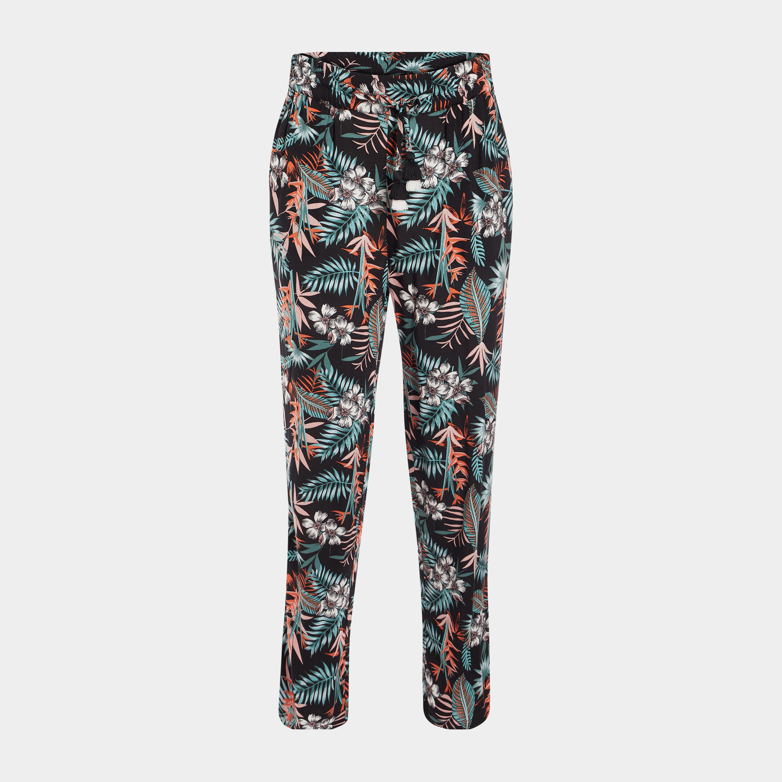 Pantalon droit fluide à pampilles noir femme | La Halle