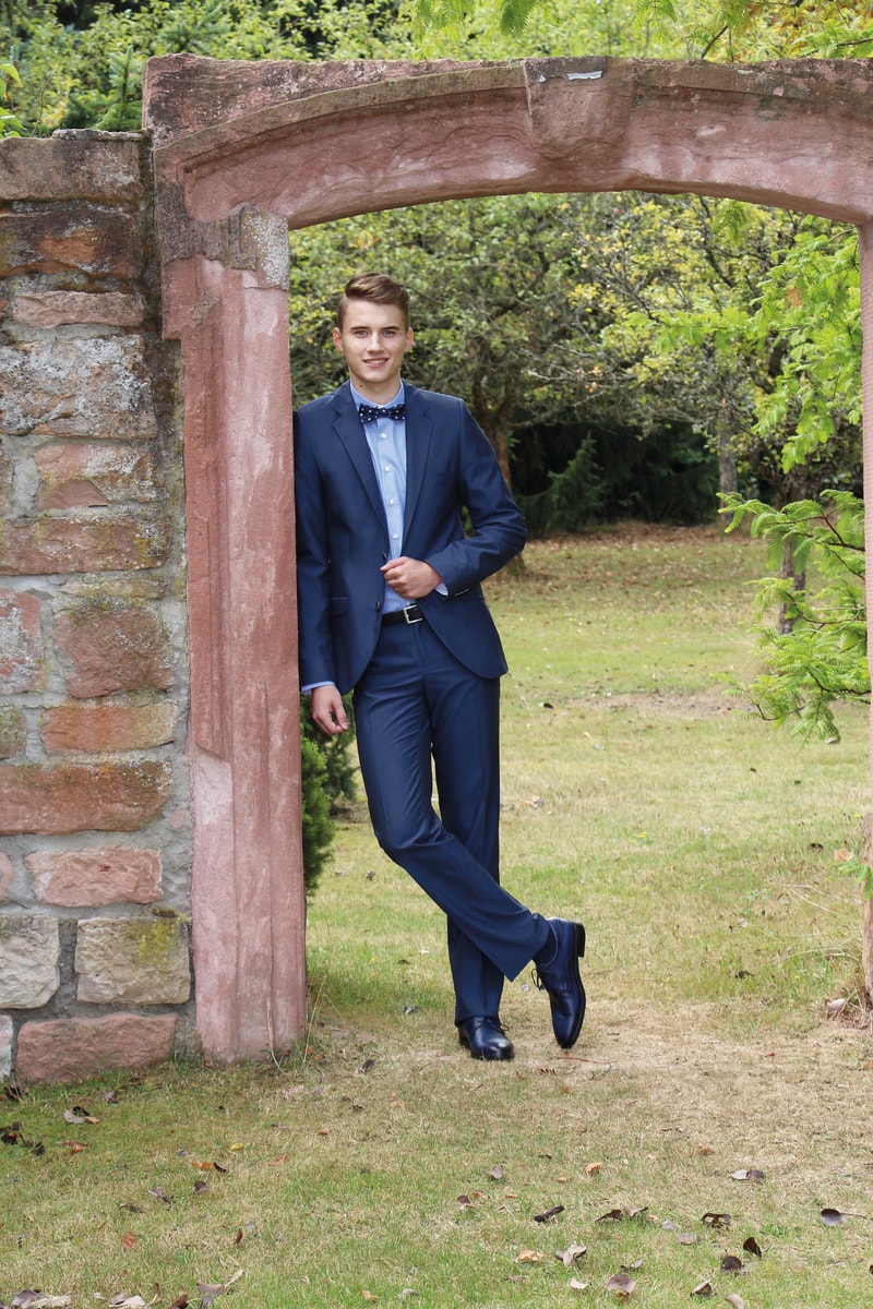 Regular Fit 2-Knopf-Sakko mit fallendem Revers in blau