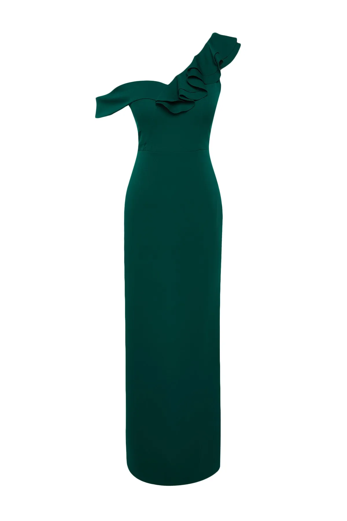 Trendyol Collection  Smaragdgrünes langes Abendkleid mit Kragendetail TPRSS23AE00094