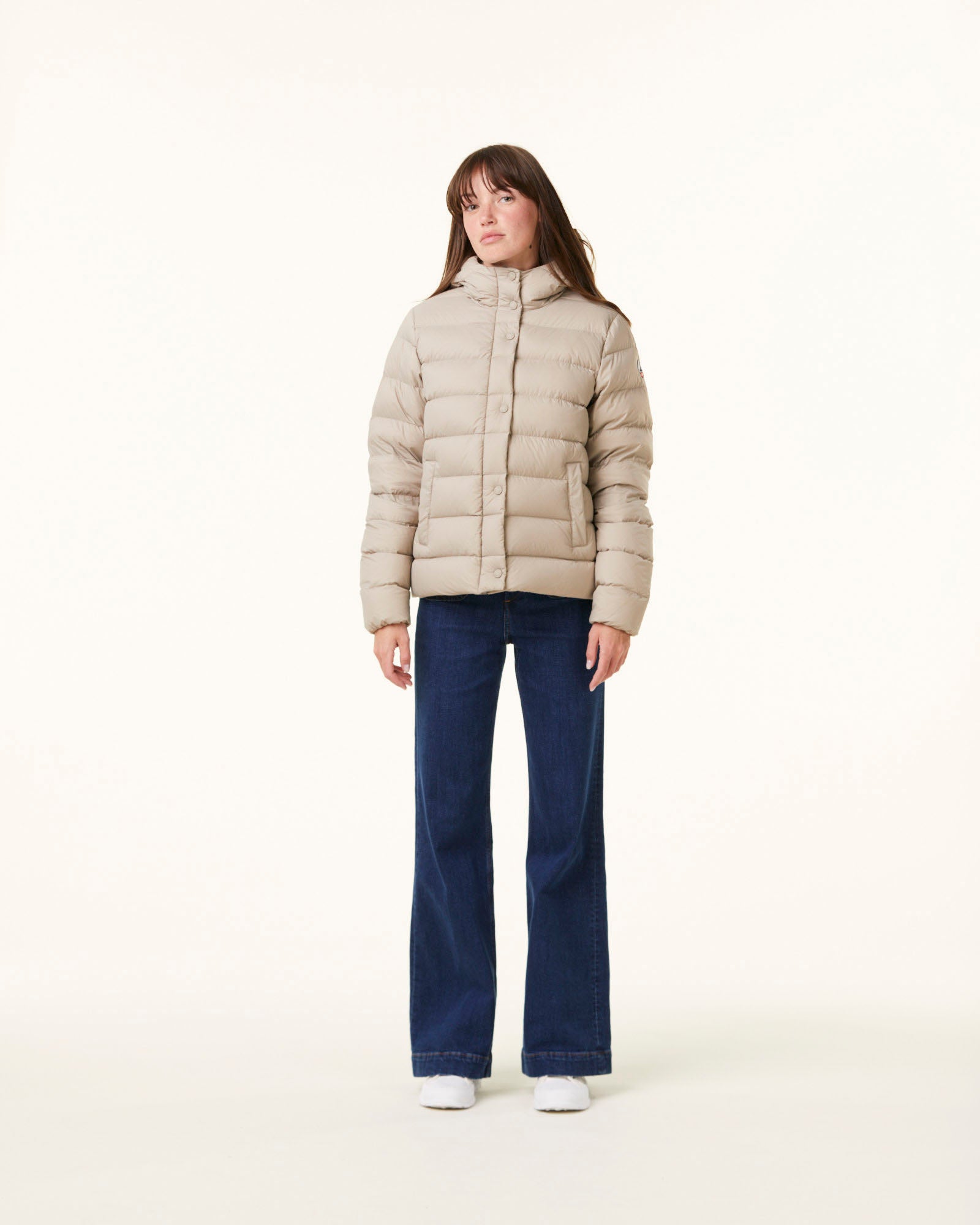 Doudoune droite à capuche Beige Jane