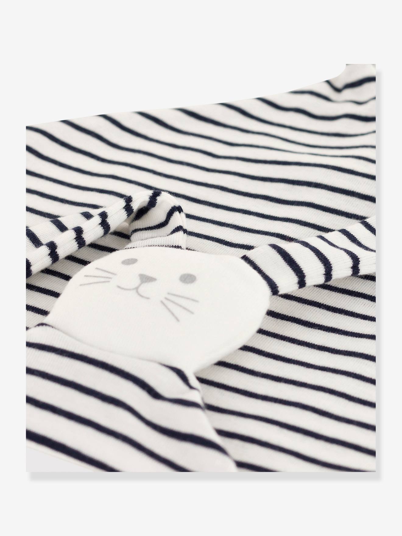 Doudou marinière en coton PETIT BATEAU blanc imprimé