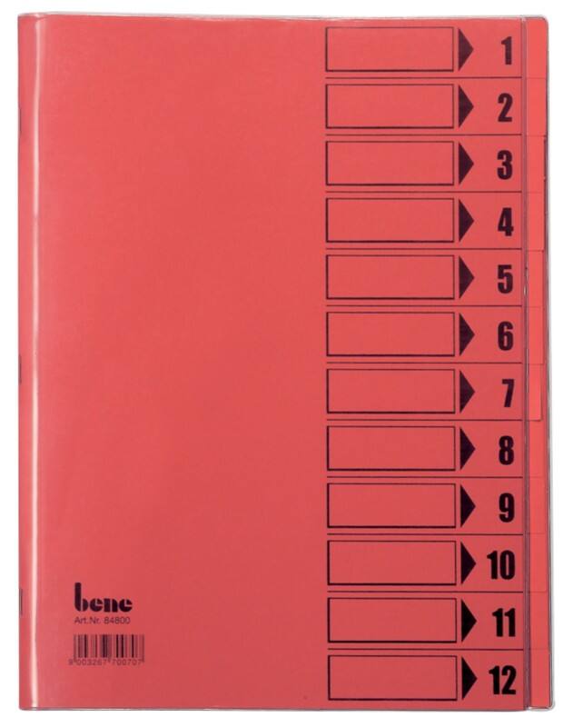 Bene Ordnungsmappe Trend DIN A4 Rot Hartpappe (RC) 12-teilig 24,4 x 31,2 cm