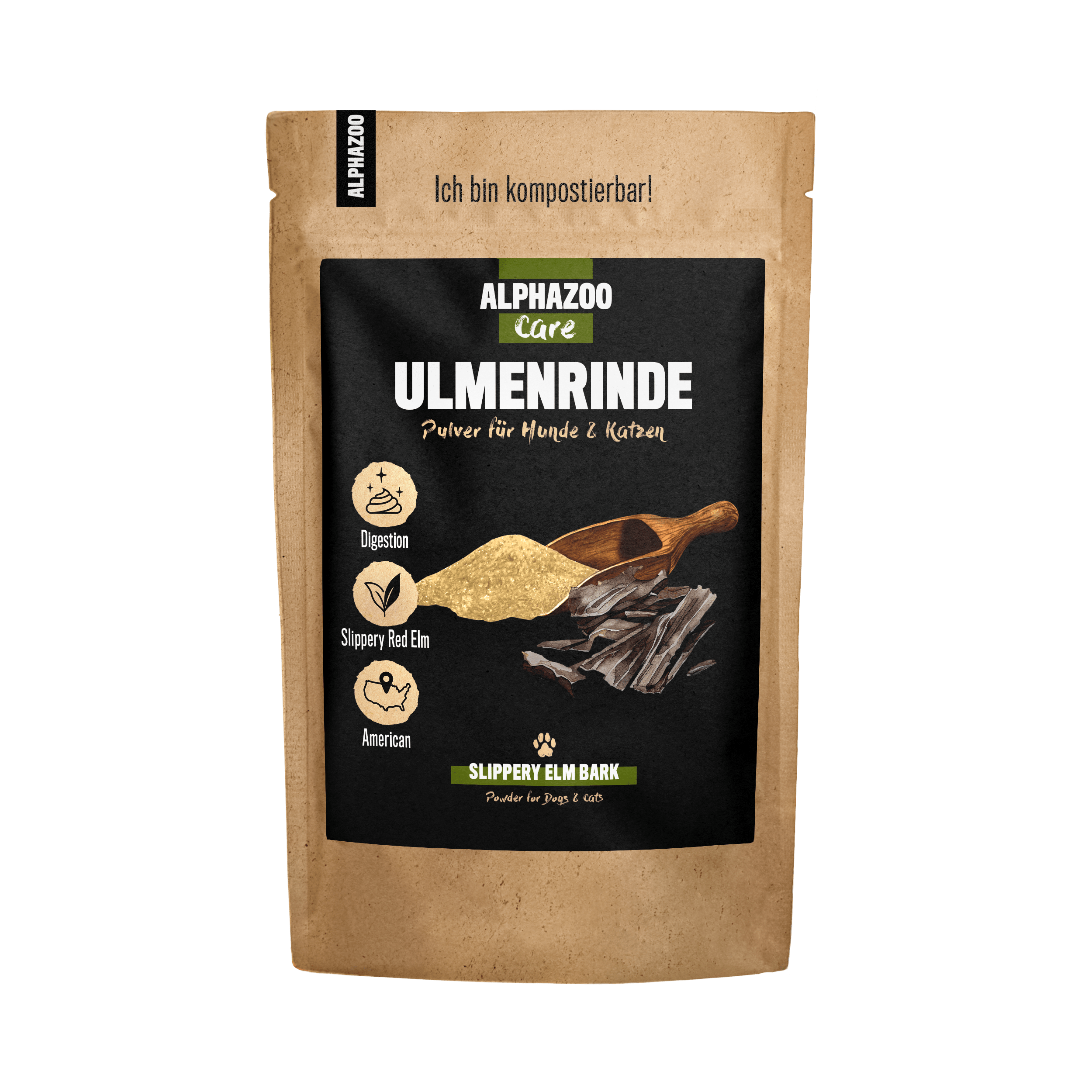 ALPHAZOO Ergänzungsfutter & Aufzucht ALPHAZOO Ulmenrinde-Pulver für Hunde und Katzen 120 g
