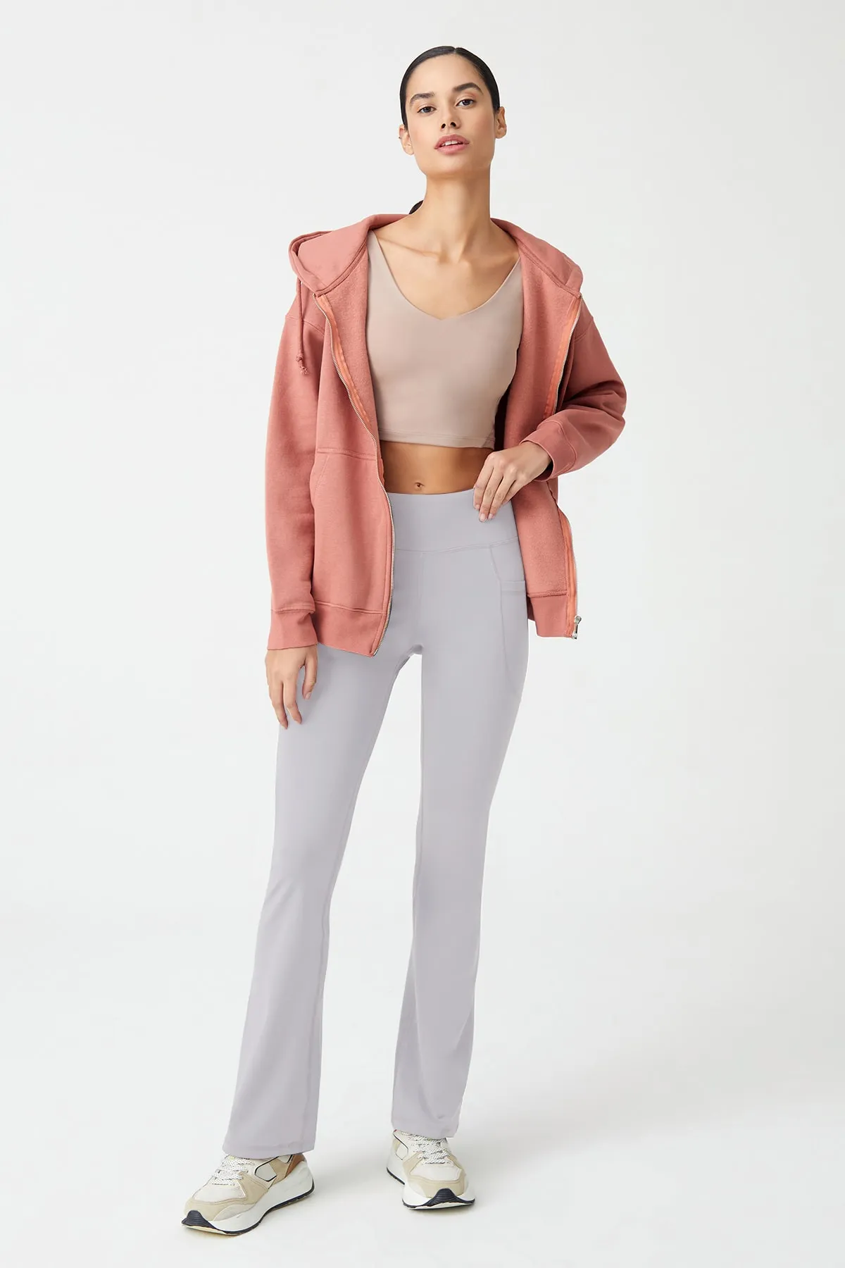 LOS OJOS  Glättende Bootcut-Strumpfhose mit ausgestelltem Bein und doppelter Tasche für Damen in Grau