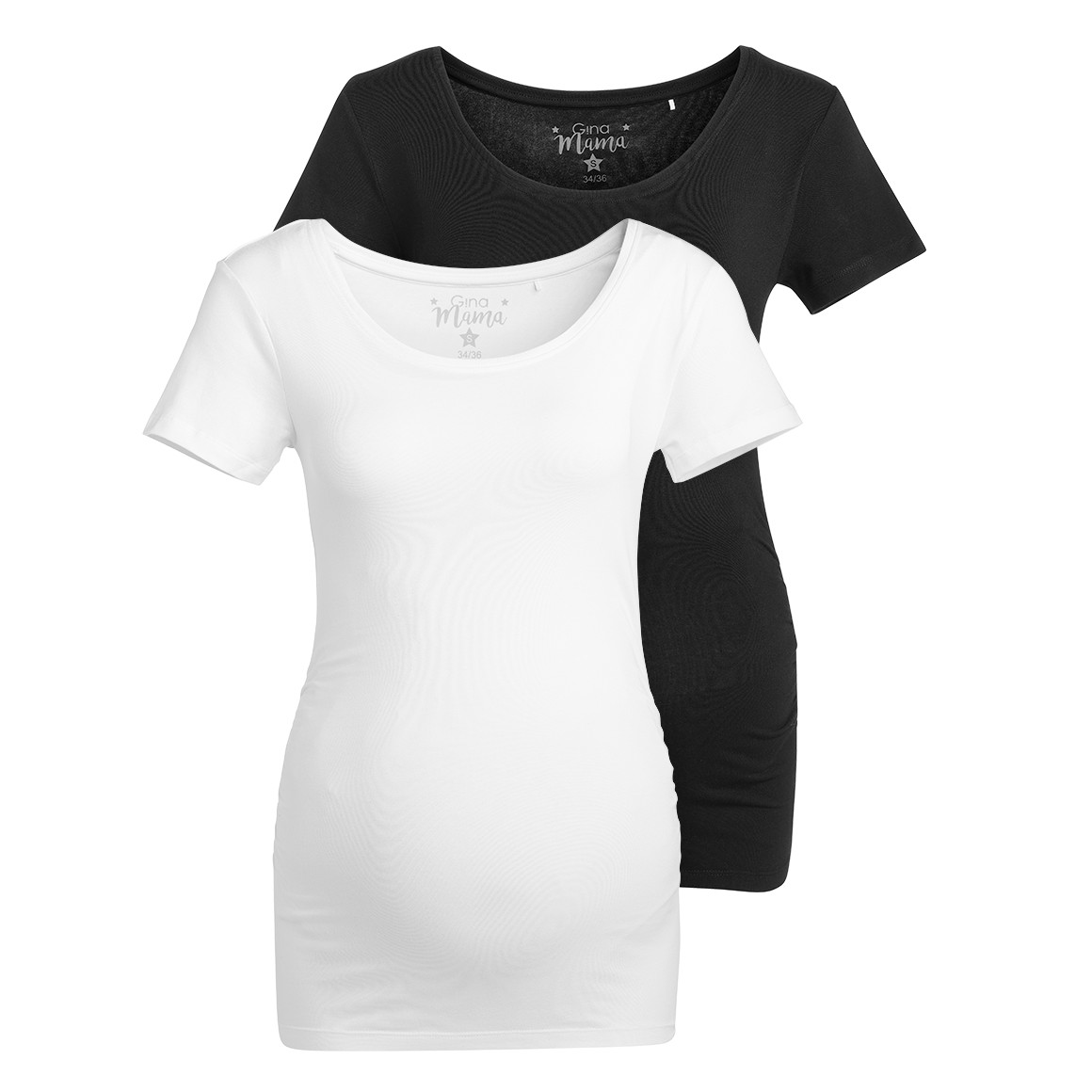 2 Damen Umstands-T-Shirts mit Raffung