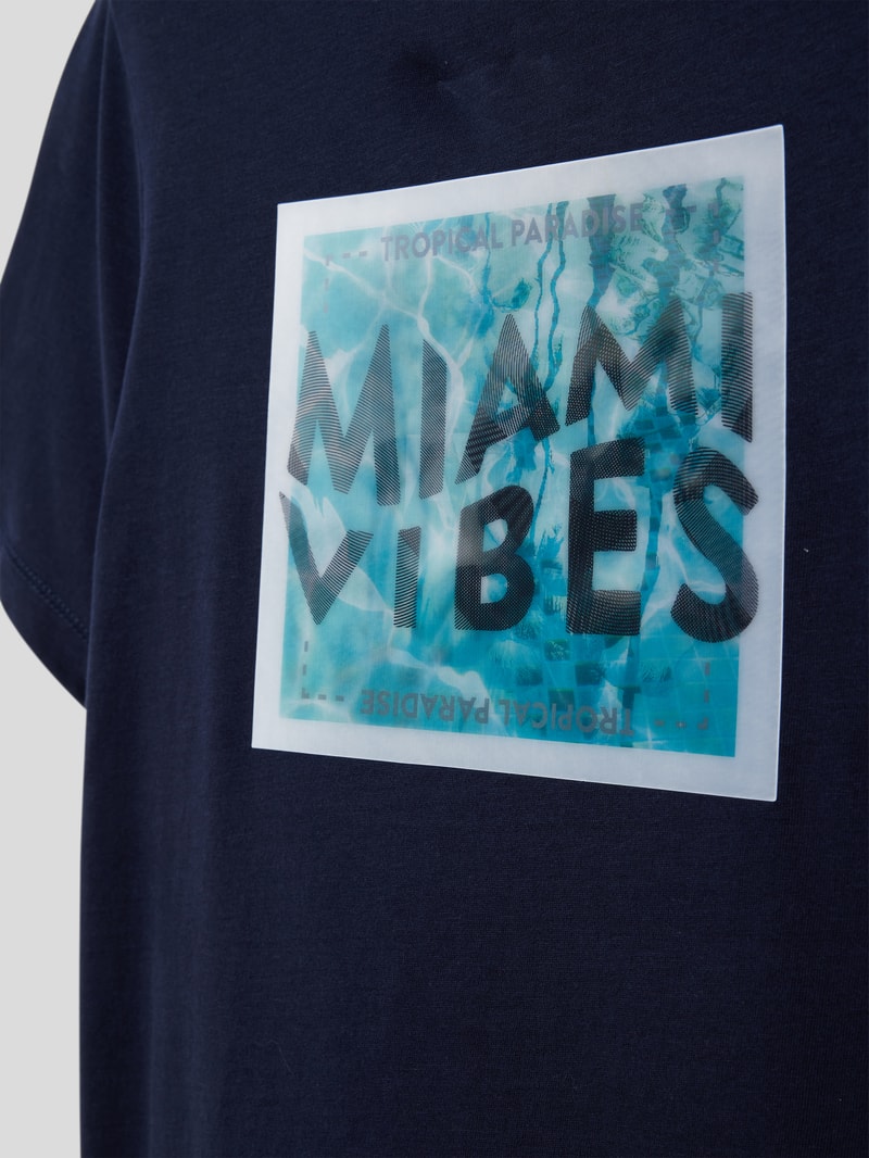 T-Shirt mit Motiv-Print in marineblau