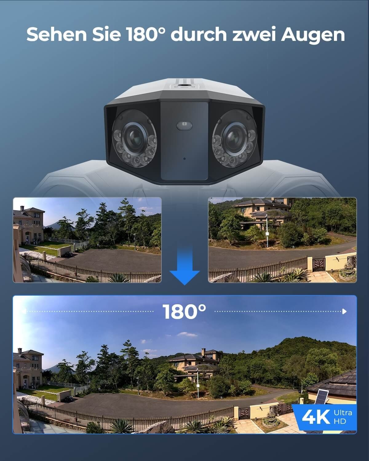 Reolink 8MP UHD Duo-Serie Floodlight PoE Überwachungskamera (Außenbereich, Dual-Objektiv, 180° Panorama-Weitwinkel, Stromversorgung über Ethernet)