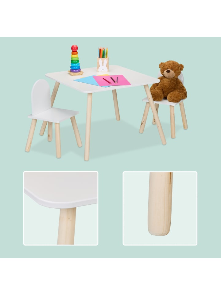 relaxdays 3-tlg. Kindersitzgruppe in Weiß/ Natur günstig kaufen onesize
