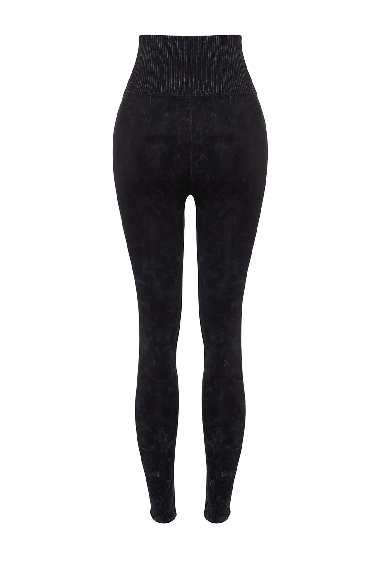 Trendyol Collection  Schwarze Seamless/Seamless Recovery Acid Washed Strick-Sport-Leggings in voller Länge THMAW24TY00012