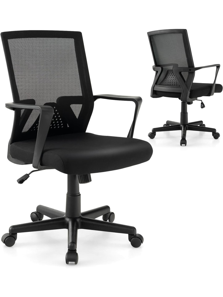 COSTWAY Bürostuhl mit Lordosenstütze in Schwarz günstig kaufen onesize