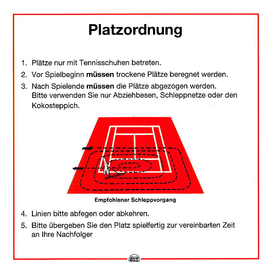 Platzordnung Schild Mit Pflegeanweisung - Weiß, Rot