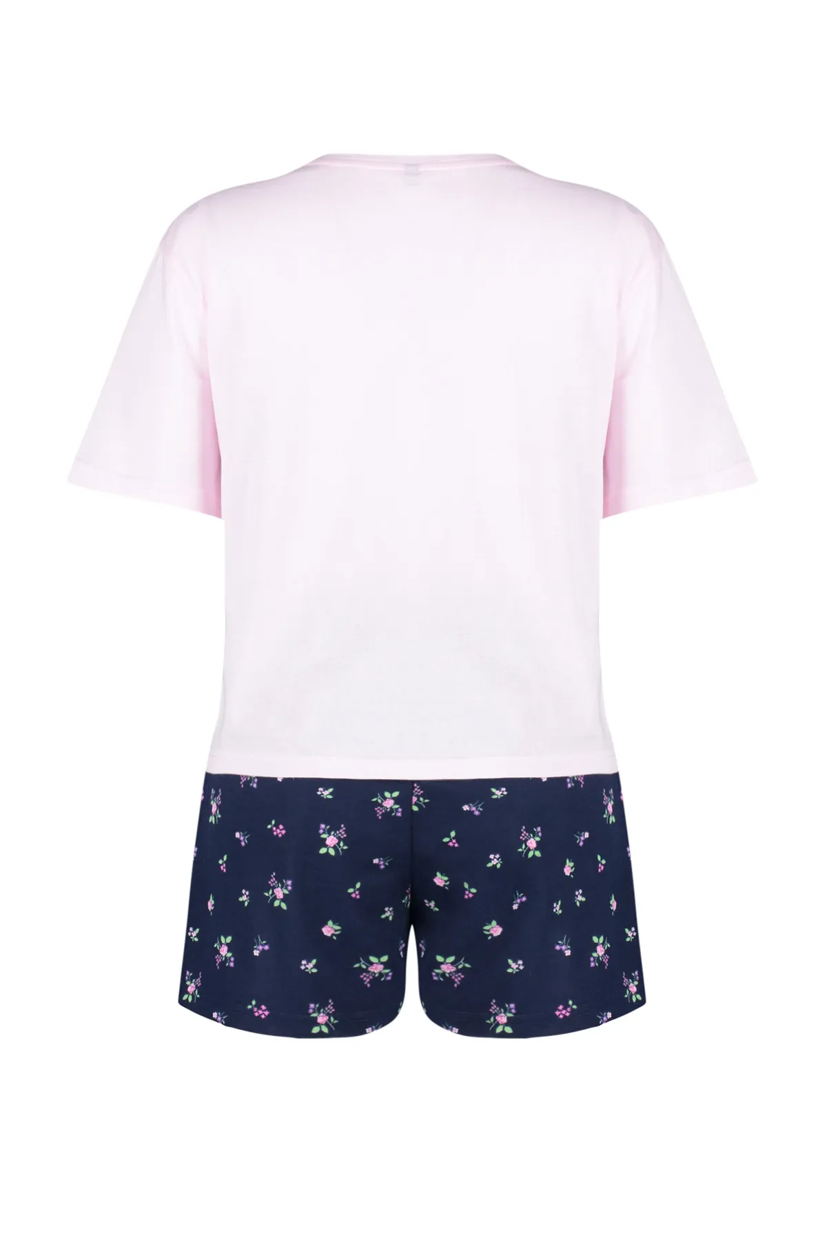 Trendyol Collection  Rosa Pyjama-Set aus 100 % Baumwolle, mehrfarbig, mit Blumenmuster, gestrickt THMSS24PT00214