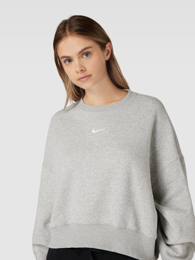 Cropped Sweatshirt mit Label-Stitching in dunkelgrau