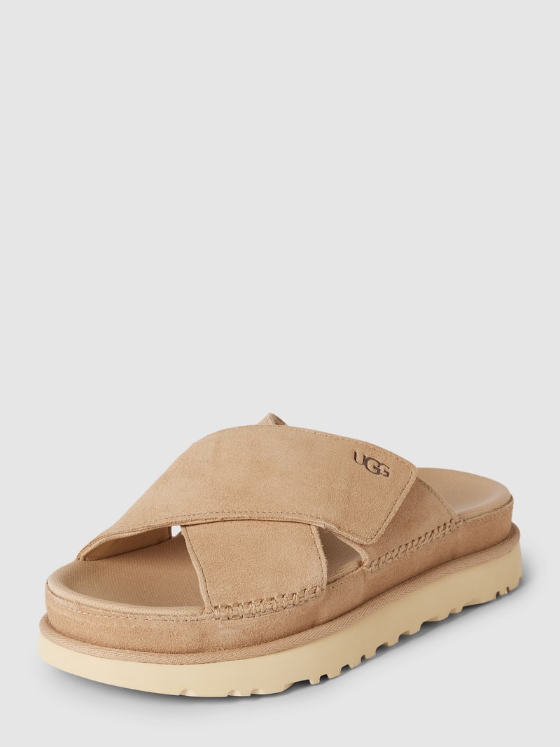 Pantoletten mit Label-Detail Modell 'GOLDENSTAR' in sand