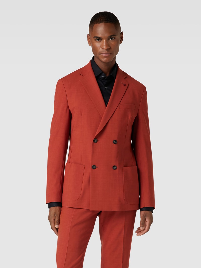 Slim Fit Anzug mit Strukturmuster in orange