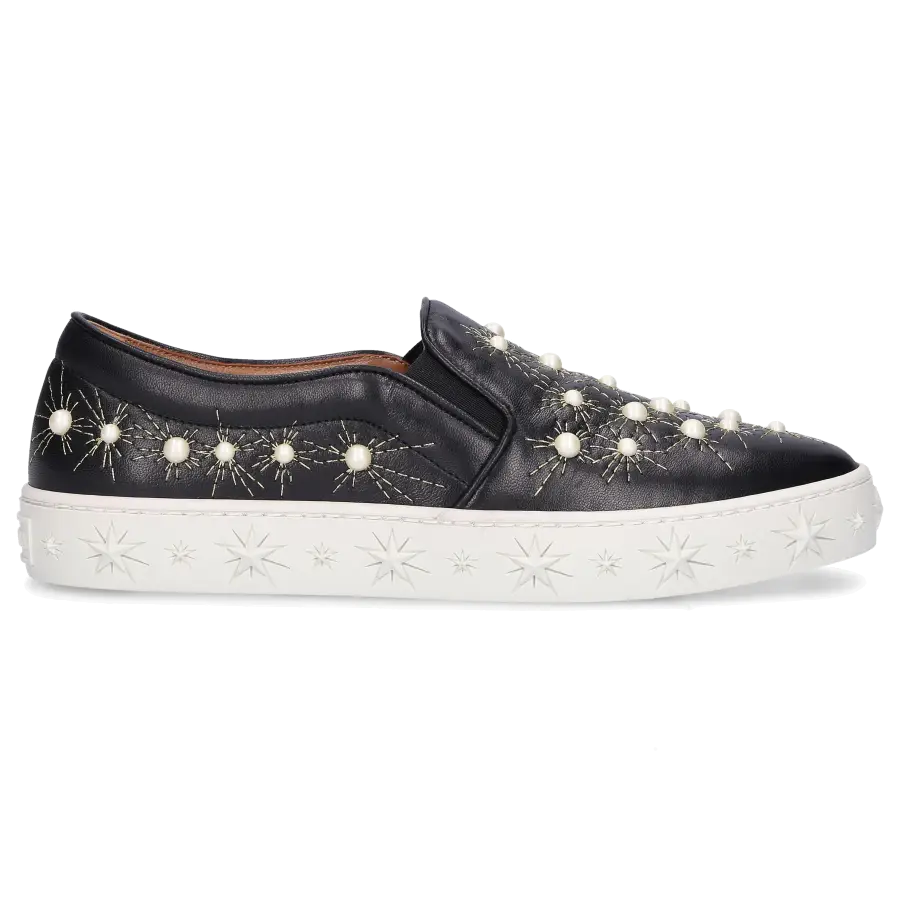 Aquazzura - Slip Ons COSMIC PEARLS Kalbsleder - schwarz