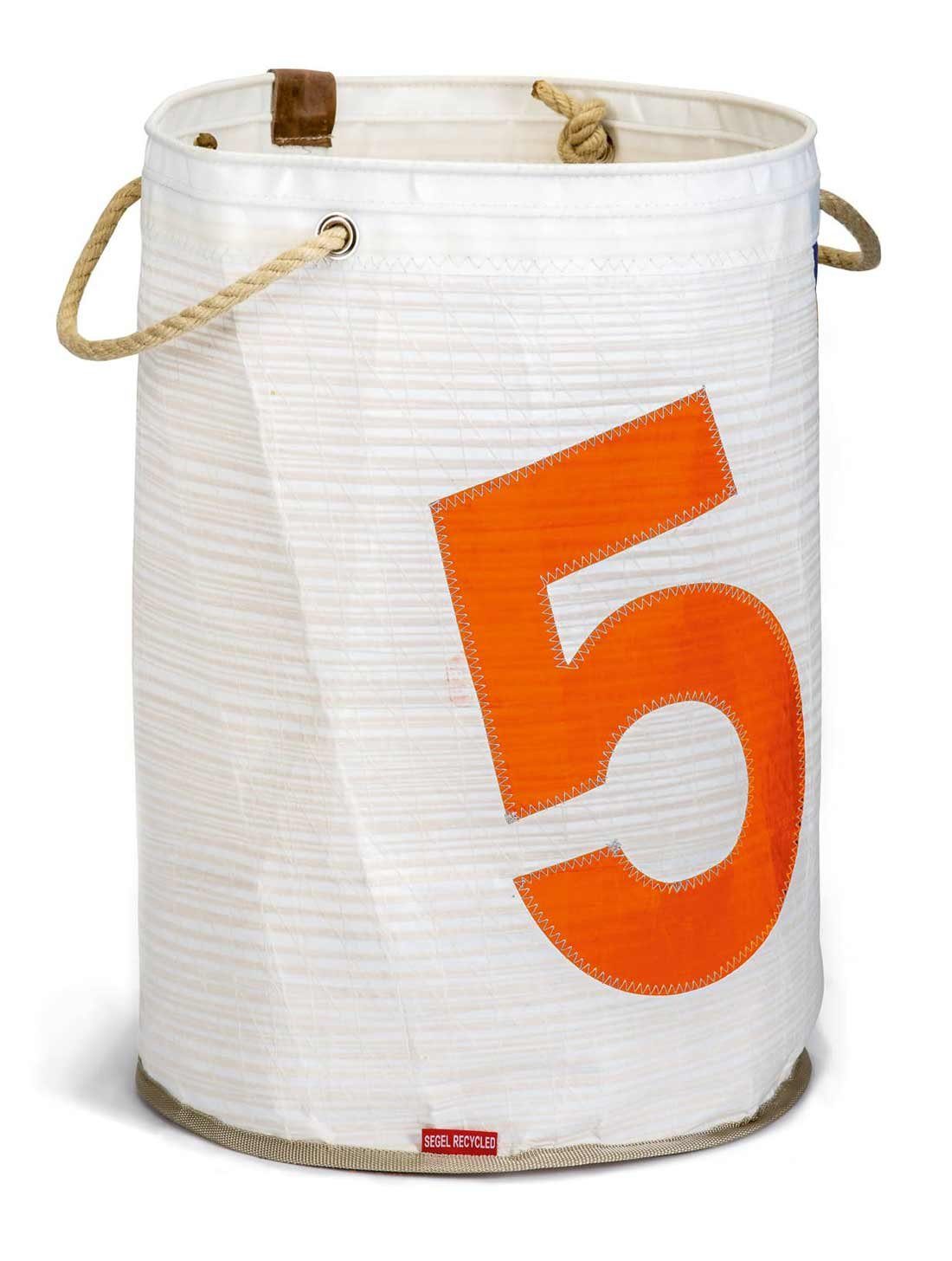 360Grad Wäschekorb Wäschekorb Pütz Weiss Zahl Neon Orange aus Recycling Segeltuch