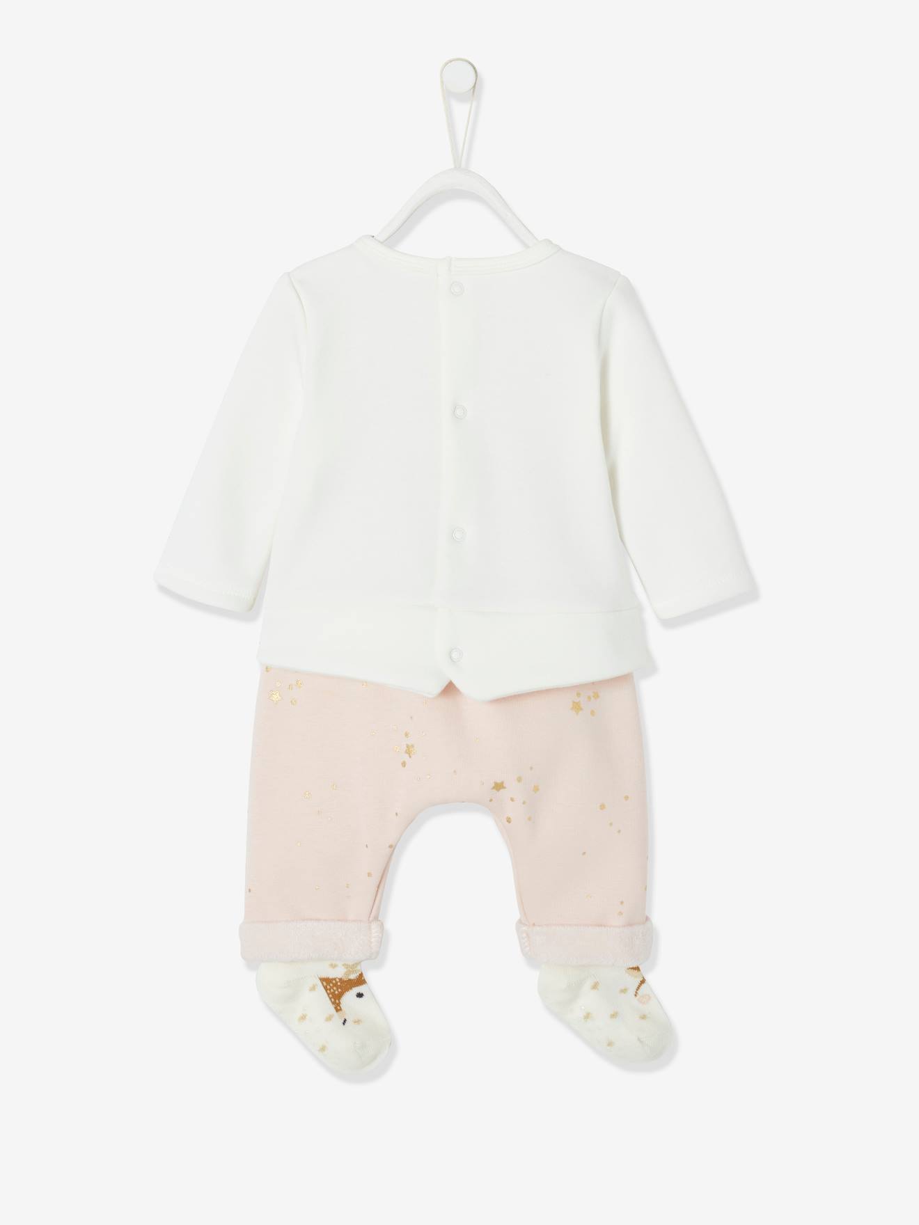 Ensemble de Noël bébé T-shirt + pantalon + chaussettes moka