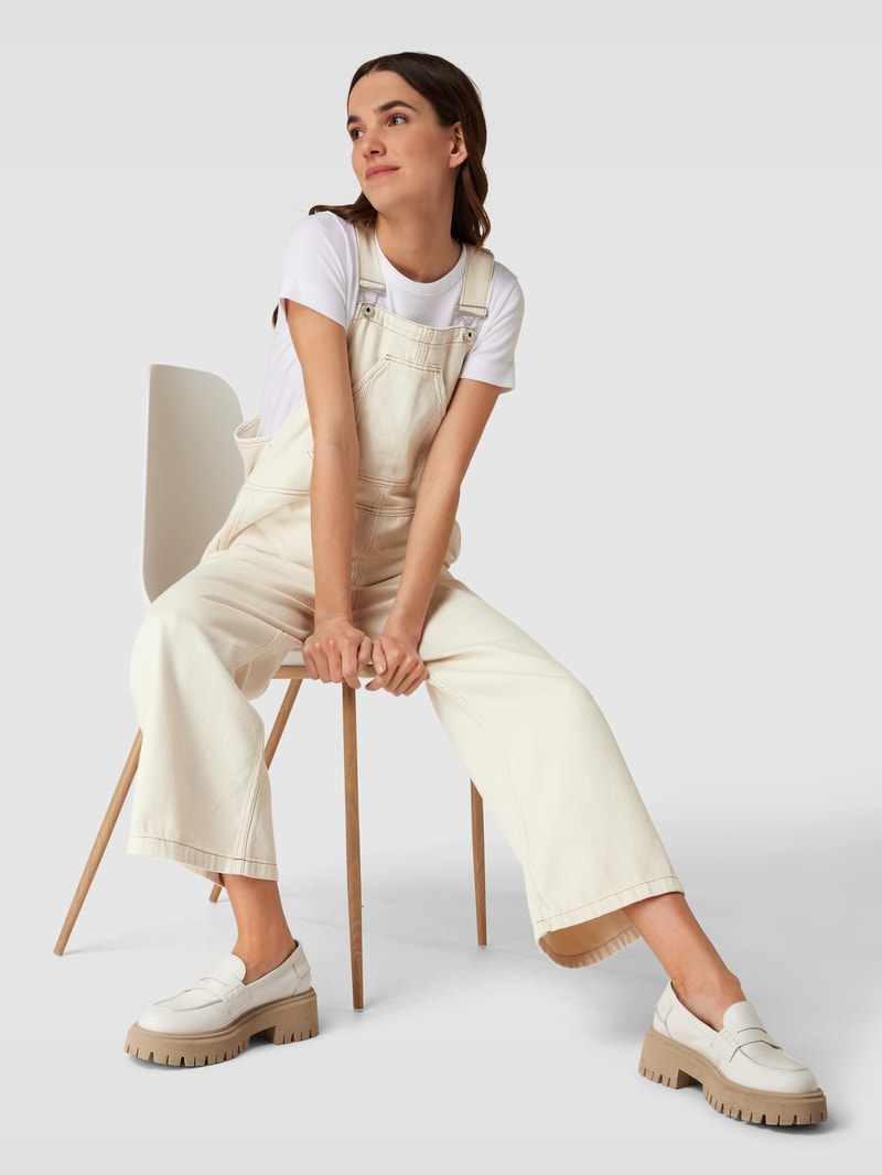 Latzhose mit Eingrifftaschen Modell 'Jumper' in offwhite