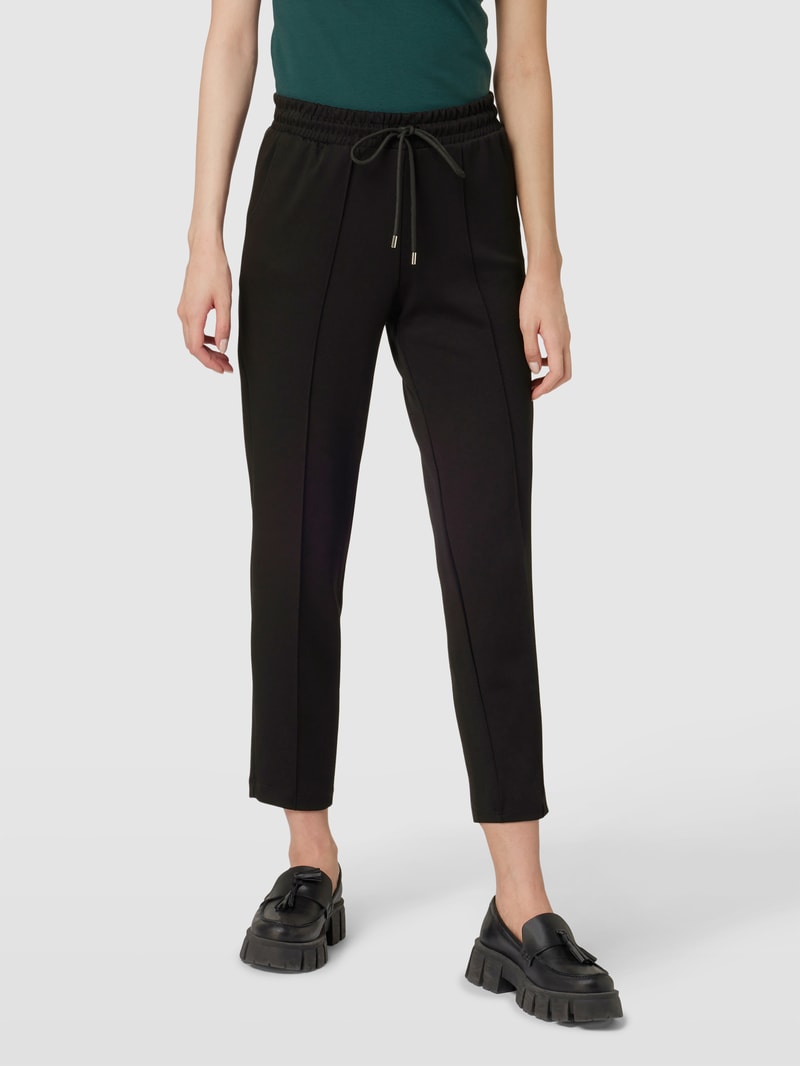 Stoffhose mit Ziernähten in schwarz