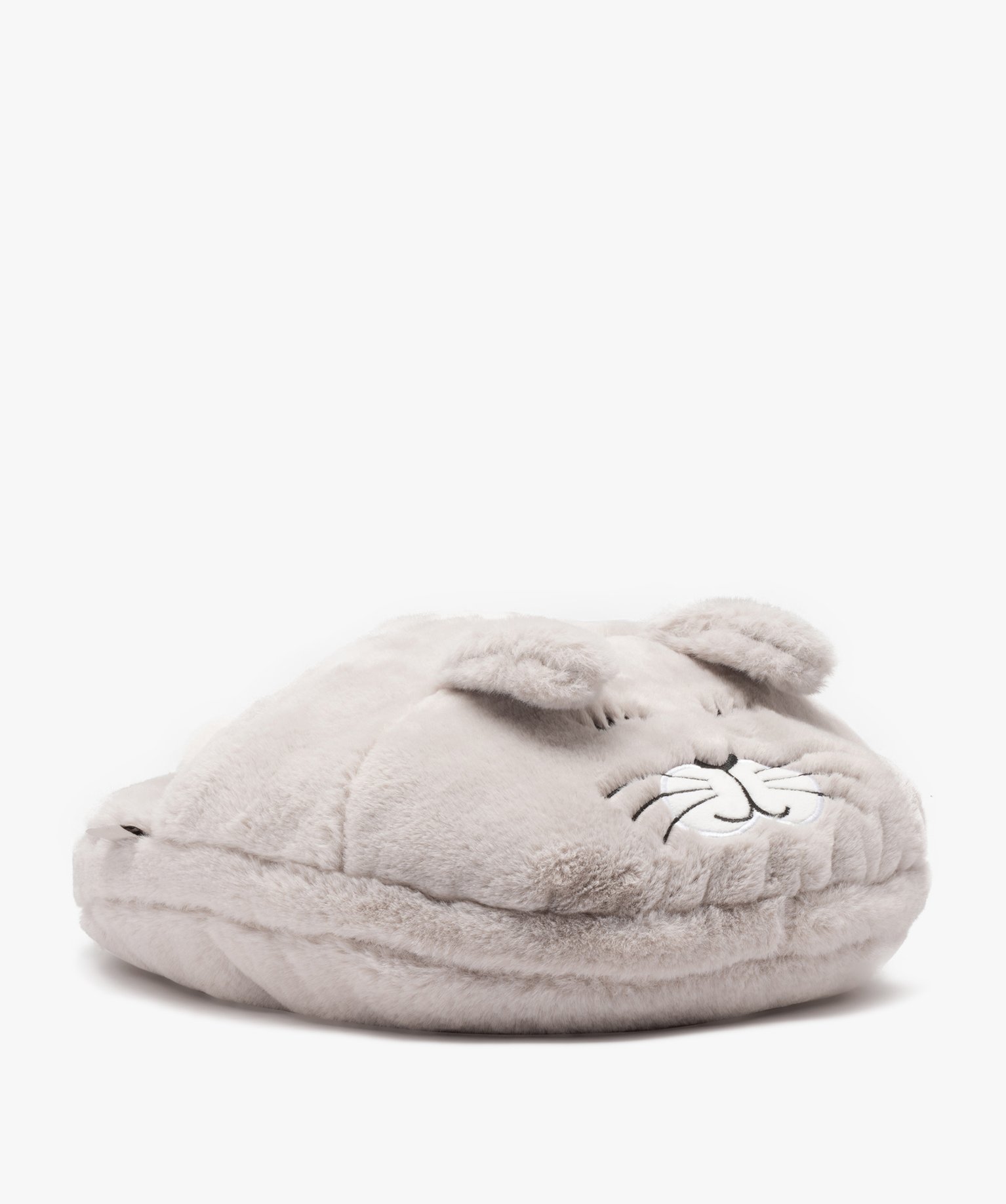 Chaussons femme géants en volume tête d'animal gris | GEMO