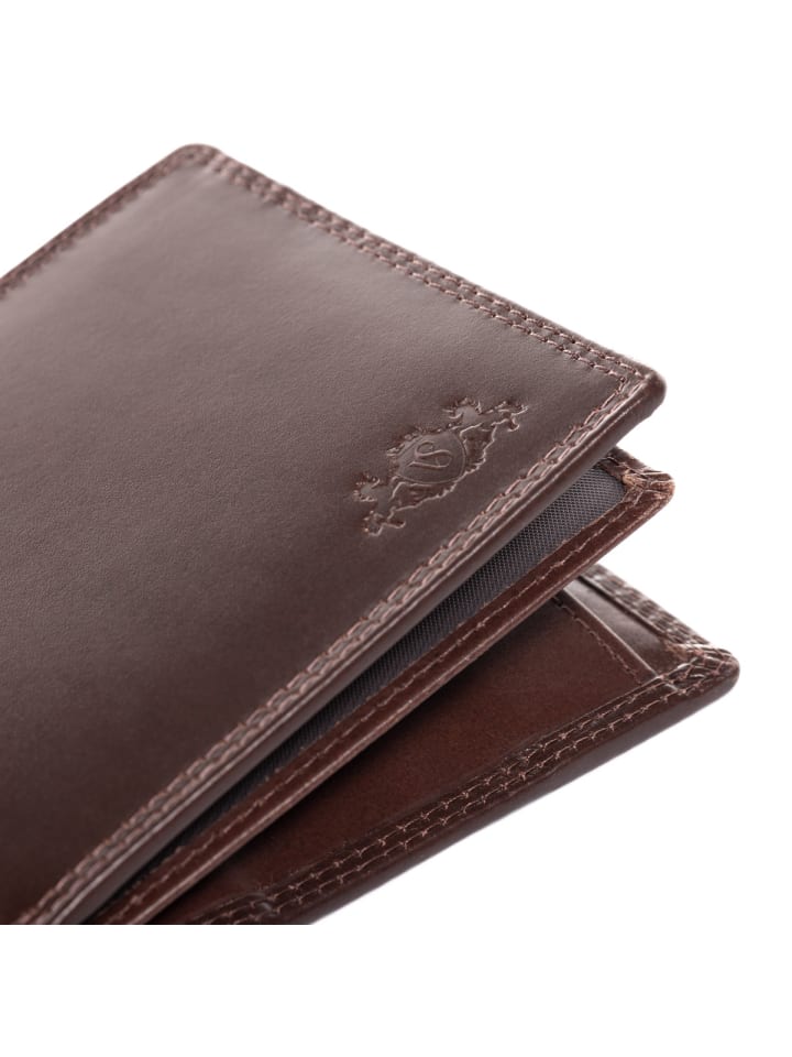 SID & VAIN Leder-Geldbörse echt Leder Geldbeutel handgefertigt Portemonnaie in braun günstig kaufen onesize